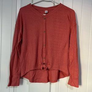 Girls old navy button up blouse tie bottom